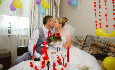 Beautiful and romantic wedding, groom and bride! Family and Marriage. Creation of a family, marriage! Engagement ring