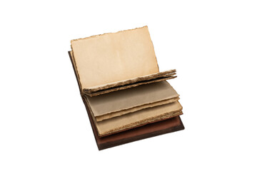 An open empty old notebook isolated on a white background.