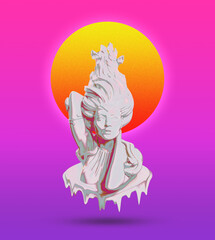 Medusa statue with chromatic effect.