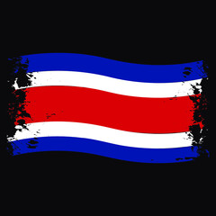 Costa Rica Country Transparent Wavy Flag Grunge Brush