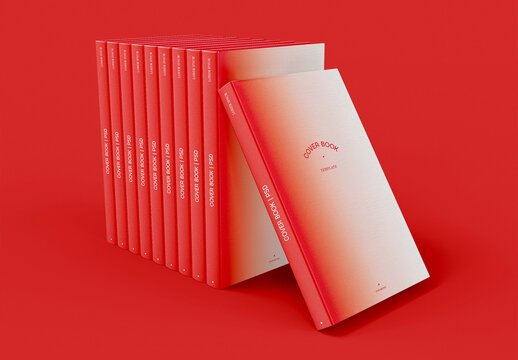 3D Stack of Hardcover Books Mockup