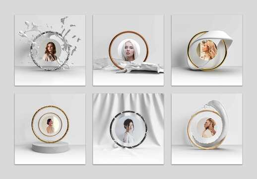 Social Media Layouts with 3D Rendered Backgrounds