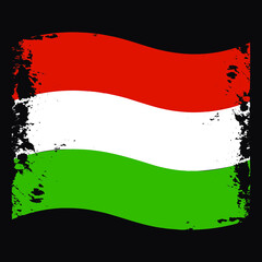 Hungary Country Transparent Wavy Flag Grunge brush