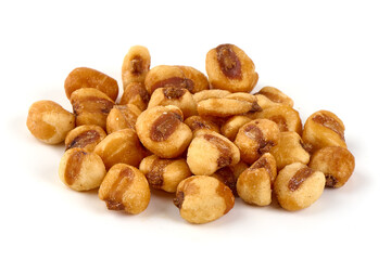 Fried giant corn, isolated on white background.