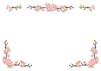 桜の花と蕾のついた枝フレーム