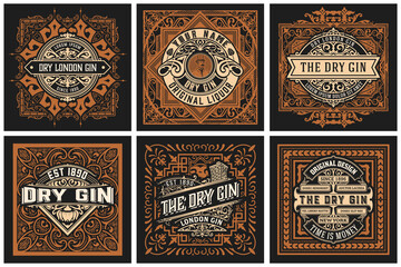 Set of 6 labels. Western style