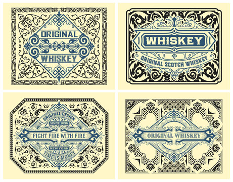 Set of 4 vintage labels for packing