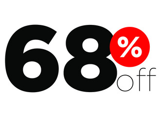 68%. number sixty-eight percent off. modern font to use as a tag in digital marketing promotions and discounts. eps10