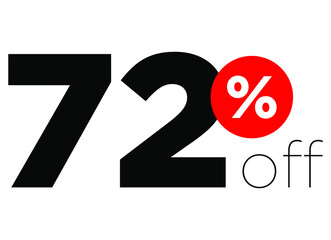 72%. number seventy-two percent off. modern font to use as a tag in digital marketing promotions and discounts. eps10