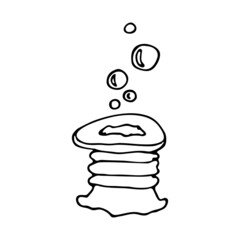 Doodle style sea coral reef. Invertebrates are an animal of the seabed. Coral polyp skeleton. Aquarium decor. Algae of the ocean. Hand drawn thin line art vector illustration. Isolated simple element.