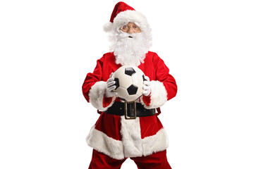 Santa claus holding a football