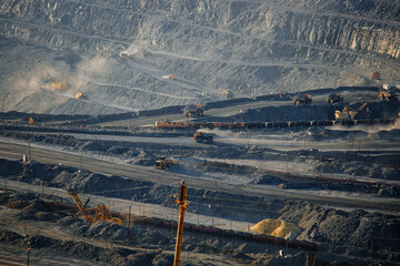 Open pit mine in mining and processing plant