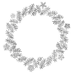 Silhouettes of Christmas wreaths. Round frames. Sublimation of fir branches, snowflakes and tinsel....