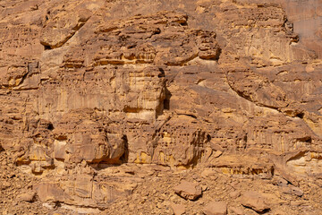 Sandstone columns in the desert region of Tabuk. AlUla, Saudi Arabia
