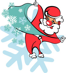 Christmas Santa.A New Year's fairy-tale character. Colorful drawing.Sublimation, art. Funny caricature of a little man.A cheerful cartoon symbol of the holiday.
