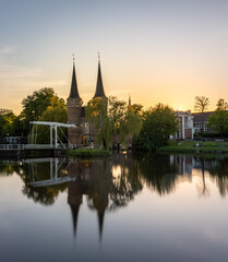 Fototapeta premium Oostpoort Medieval Gate at Sunset, Delft, Netherlands
