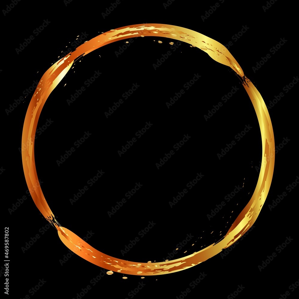 Poster circular gold vector frame.vintage invitation with round gold vector frame on black background. 3d v