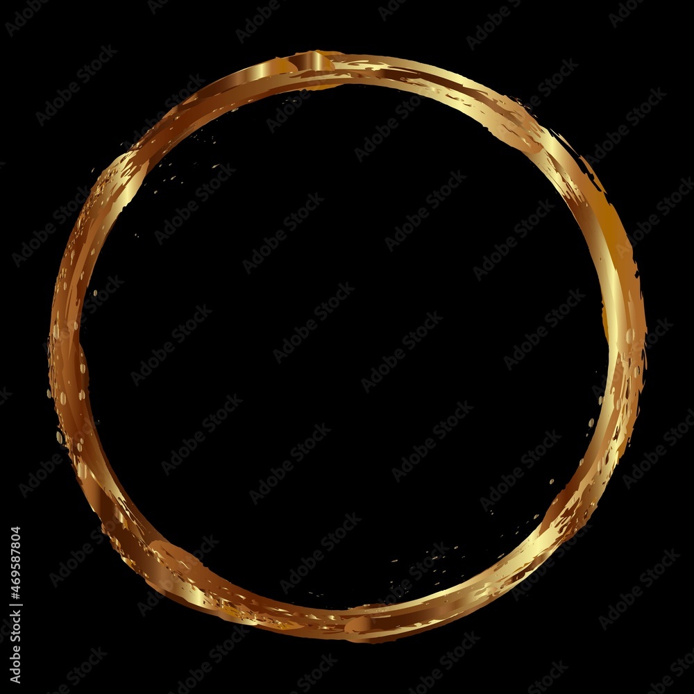 Poster round gold vector frame.trendy abstract template with circle gold vector frame on black background f