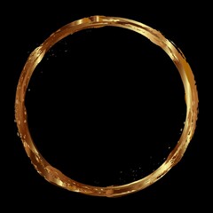Obraz premium Round gold vector frame.Trendy abstract template with Circle gold vector frame on black background for banner design. Modern cover design. Geometric golden art. Modern trendy background. Modern 3d.
