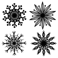 Set of decorative patterns of snowflakes.Vector on a white background.
