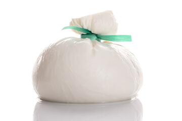 Burrata - Italian cheese, which is an excellent combination of mozzarella and cream on a white background