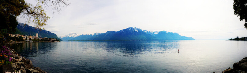 Unusually beautiful mountain lake. Lake Geneva