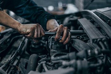 car service station , oil and filter replacement, car maintenance