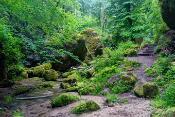 Fototapeta na wymiar Fascination rocks around Mullerthal Trail. Little Switzerland, Luxembourg 
