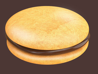 Sandwich Cookies with filling. 3d illustration. Isolated background