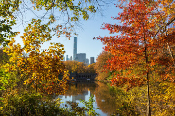 Central Park in fall colors autumn season in new york city 