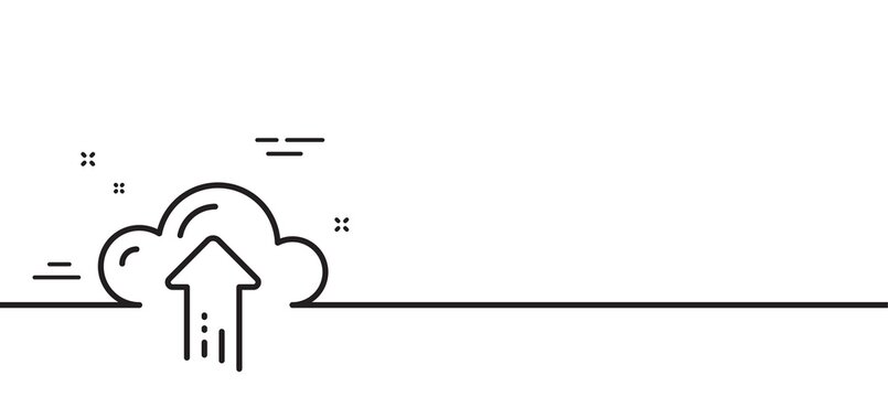 Cloud computing upload line icon. Internet data storage sign. File hosting technology symbol. Minimal line illustration background. Cloud upload line icon pattern banner. Vector