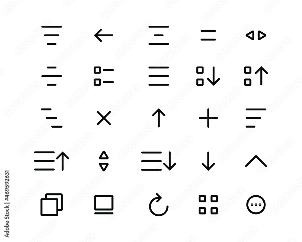 Poster interface vector design set of navigation and action icons for websites and applications. editable s