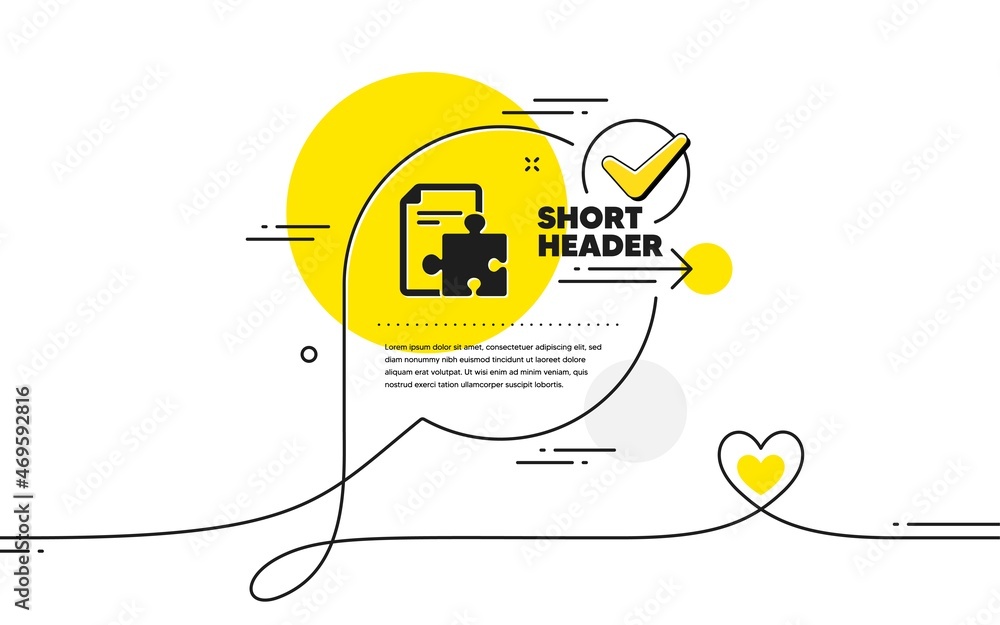 Poster strategy icon. continuous line check mark chat bubble. technical instruction sign. strategy icon in 