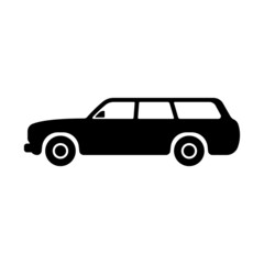 Car icon. Universal transport. Station wagon. Black silhouette. Side view. Vector simple flat graphic illustration. The isolated object on a white background. Isolate.