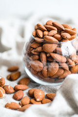 almonds in a glass bowl