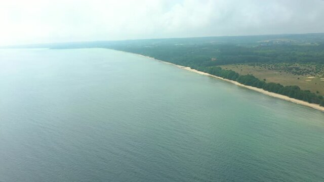 Aerial view of shoreline coastal environment at Osterlen in Southern Sweden