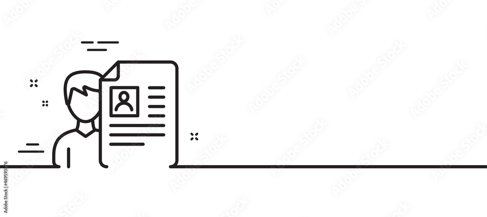 Poster business recruitment line icon. cv documents or portfolio sign. minimal line illustration background