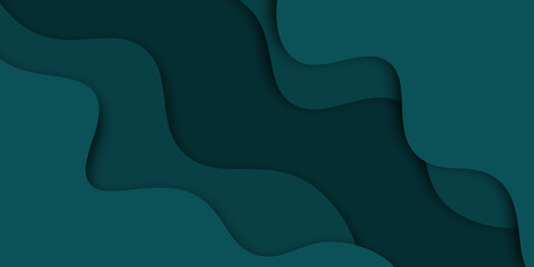 Paper cut green background. Abstract realistic paper cut decoration textured with cardboard wavy layers. 3d topography relief. Carving art. Cover layout material design template