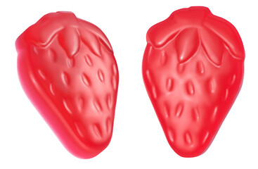 Strawberry jelly candy. 3d illustration. Isolated on white background.