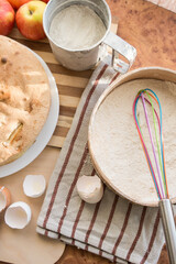 Cooked airy and delicious apple biscuit top view.