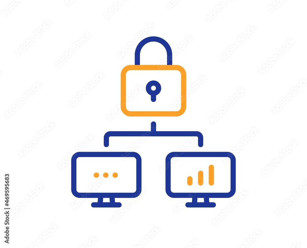 Poster lock line icon. network protection sign. security padlock symbol. colorful thin line outline concept