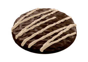 Chocolate coated cookie. 3d illustration
