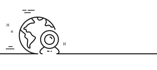 Video conference line icon. Virtual presentation sign. Web camera symbol. Minimal line illustration background. Video conference line icon pattern banner. White web template concept. Vector