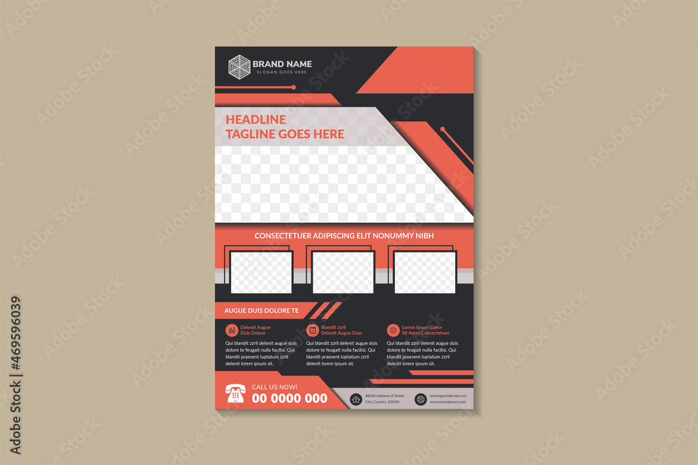 Poster abstract modern flyer design template use dummy text. construction poster design with photo space. v