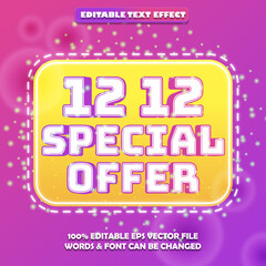 12 12 special offer sale text effect tag & banner social media vector illustration