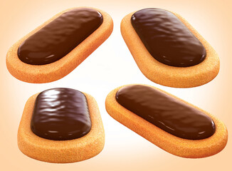 Cookie with chocolate. isolated on background. 3d illustration