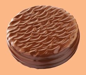 Choco pie chocolate biscuits with marshmallow isolated background. 3d illustration
