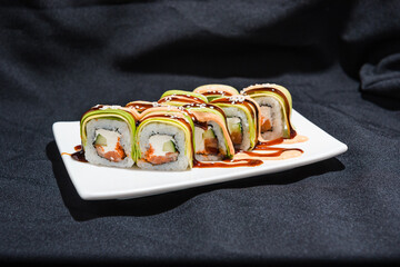 Rolls on black background