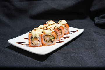 Rolls on black background
