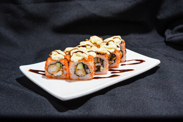 Rolls on black background